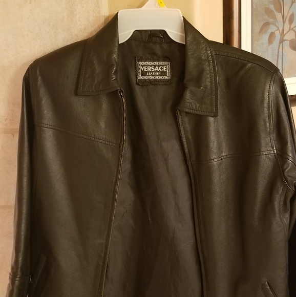 Versace black leather jacket